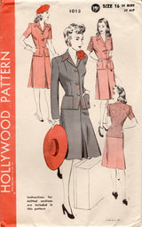 1940's Hollywood Two Piece Suit Dress inlcuding Knitting Instructions - Bust 34" - No. 1013