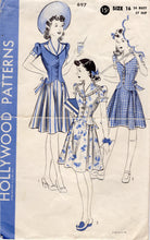 1940's Hollywood Drop Waist Dress with Puff Sleeves and Large Collar - Bust 34" - No. 697