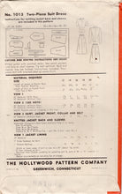 1940's Hollywood Two Piece Suit Dress inlcuding Knitting Instructions - Bust 34" - No. 1013