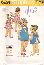 1970's Simplicity Jiffy Jumper Dress, Bloomers, and Hat Pattern - Size 1 - Breast 20" - No. 6991