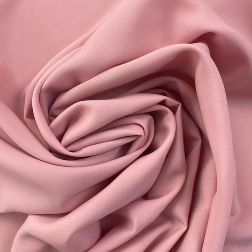 1970’s Dusty Rose Pink Polyester Crepe Fabric - BTY