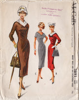 1950's McCall's Princess Line Sheath Dress Pattern with Detachable Yokes - Bust 34" - No. 3891