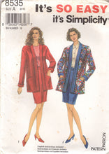 1990's McCall's Oversize Unlined Jacket, and Pencil Skirt pattern - Bust 31.5-40" - No. 8535