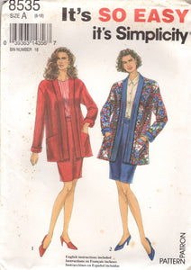 1990's McCall's Oversize Unlined Jacket, and Pencil Skirt pattern - Bust 31.5-40" - No. 8535