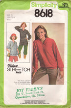 1970's Simplicity Pullover Shirt with Raglan Sleeves Pattern - Bust 32.5-34-36" - No. 8618
