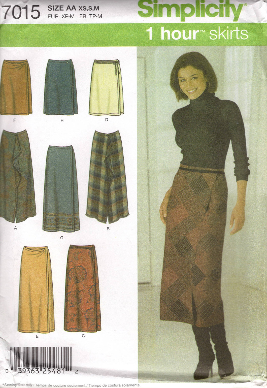 2000's Simplicity Wrap Front Skirt pattern - Waist 23-30