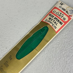 16” Metal Zipper - 1970’s - J. & P. Coats - Multiple colors available