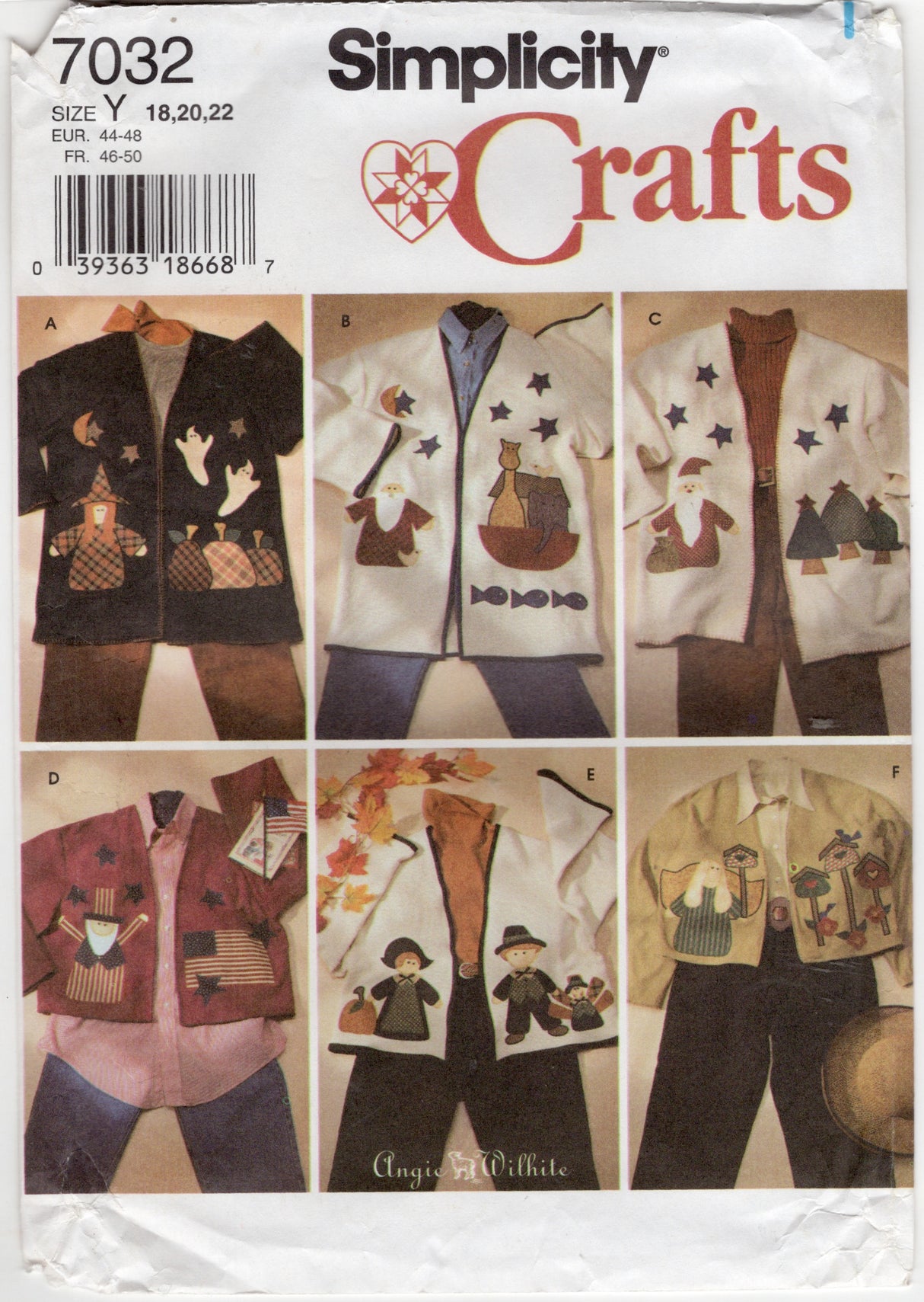 1990's Simplicity Holiday Appliqued Jacket Pattern in Two Lengths - Bust 40-44" - No. 7032