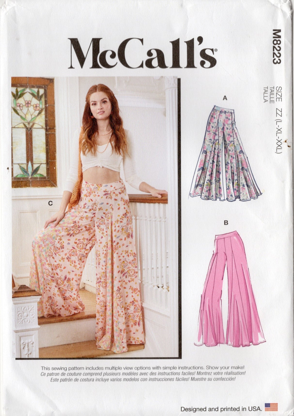 2020's McCall's Wide Leg Pants Pattern with Godets - Waist 30-32" - No. M8223