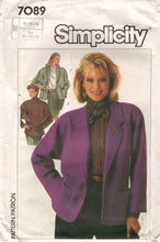 1980's Simplicity Boxy Lined Jacket pattern with patch pockets - Bust 32.5-36" - No. 7089