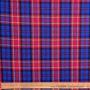 1970's Red and Blue Plaid Acrylic Bonded Backed Fabric- BTY