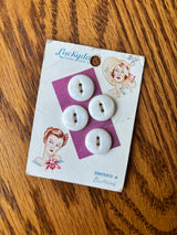 1940’s Lucky Day Pearl Buttons - Opaque - Set of 4 - 5/8" -  on card (50AB)