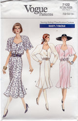 1980's Vogue Shirtwaist Dress Pattern with Raglan Sleeves - Bust 34-38" - No. 7122