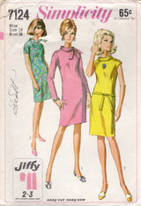 1960’s Simplicity Jiffy Sheath Dress Pattern - Bust 38” - No. 7124