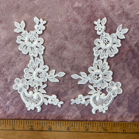 1970’s Rose Appliqué, set of 2 - Hirschberg, Schutz & Co - White color - deadstock - No. 2566