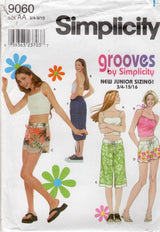 1990's Simplicity GROOVES Tank Top, Shorts or Capri Pants Pattern - Bust 28-32" - No. 9060