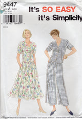 1990's Simplicity Button Up Top, Flared Skirt and Pants Pattern - Bust 30.5-38" - No. 9447