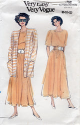 1990's Vogue Loose Fitting Jacket, Top and Skirt Pattern - Bust 31.5-34" - No. 7752