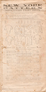 1940's New York Button Up Blouse Pattern with Regular Collar or Stand Collar and Detachable Jabots - Bust 34" - No. 713