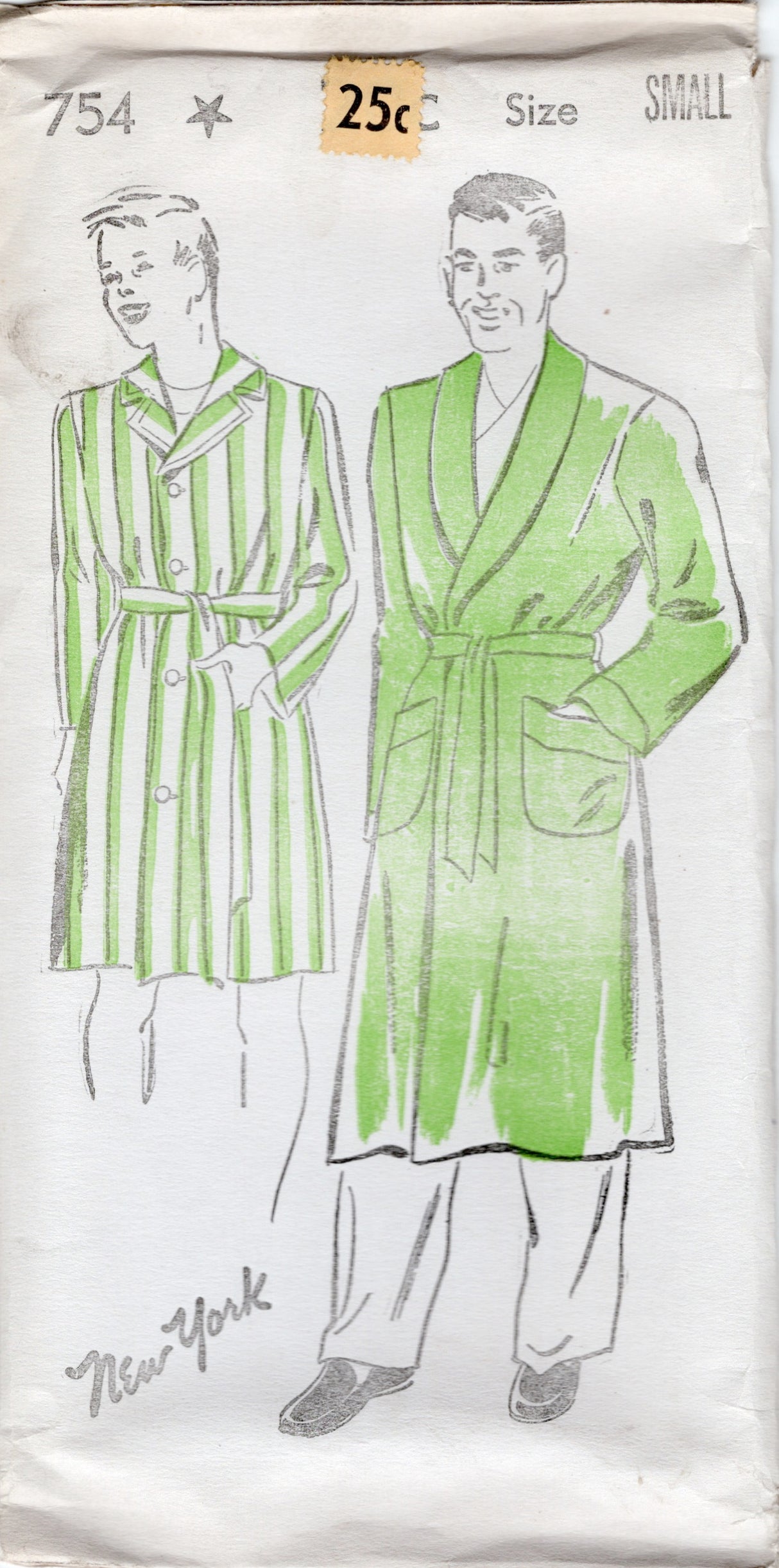 1940's New York Men's Lounging Robe Pattern - Chest 34-44" - No. 754