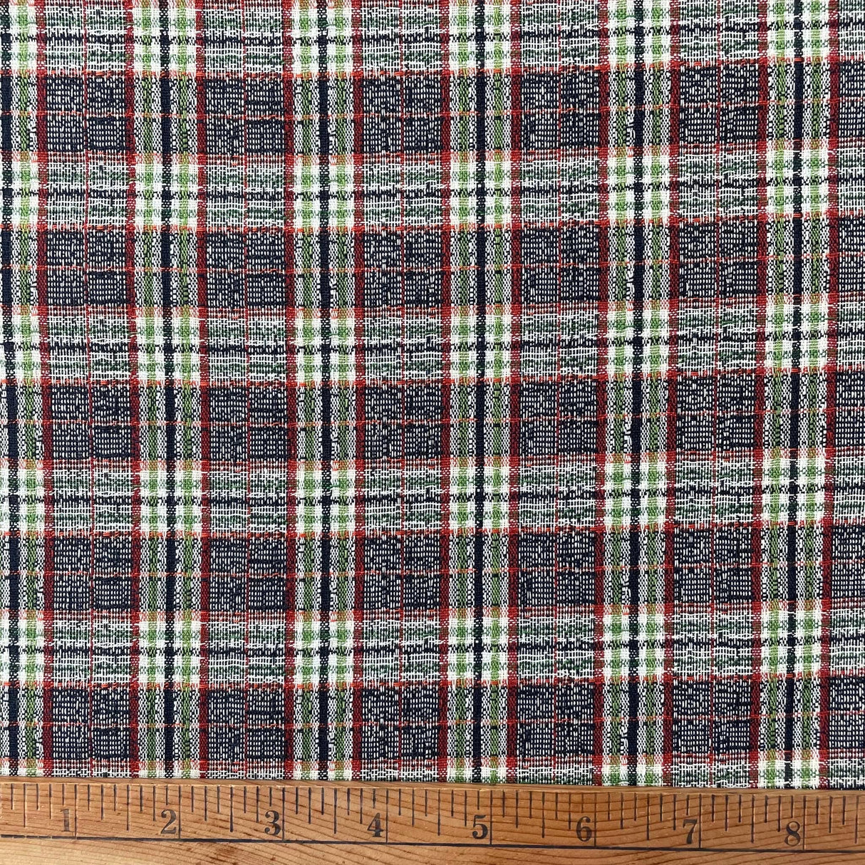 1970's Black and Green Plaid fabric