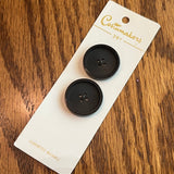 1970’s Costumakers Large Buttons - Black - Set of 2 - Size 45 - 1 1/8" -  on card