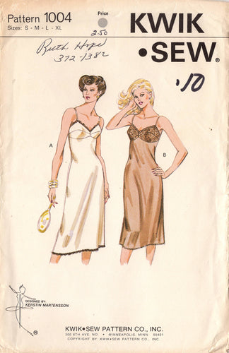 1970's Kwik Sew Slip Pattern - Bust 34-45