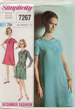 1960's Simplicity Designer One Piece Dress with Cowl Collar Pattern - Bust 44" - No. 7267