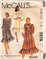 1980's McCall's Yoked Pullover Dress with Ruffles and Long Sleeves - Bust 32.5" - No. 7279