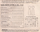 1940's McCall Yoked Dress Pattern with 6 Gore Skirt - Bust 36" - No. 7298