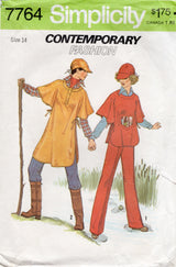 1970's Simplicity Poncho, Hat and Pants Pattern - Bust 36" - No. 7764
