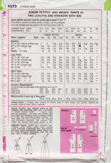 1970's Simplicity Overalls and Overall Knickers Pattern - Waist 25.5" - No. 9573