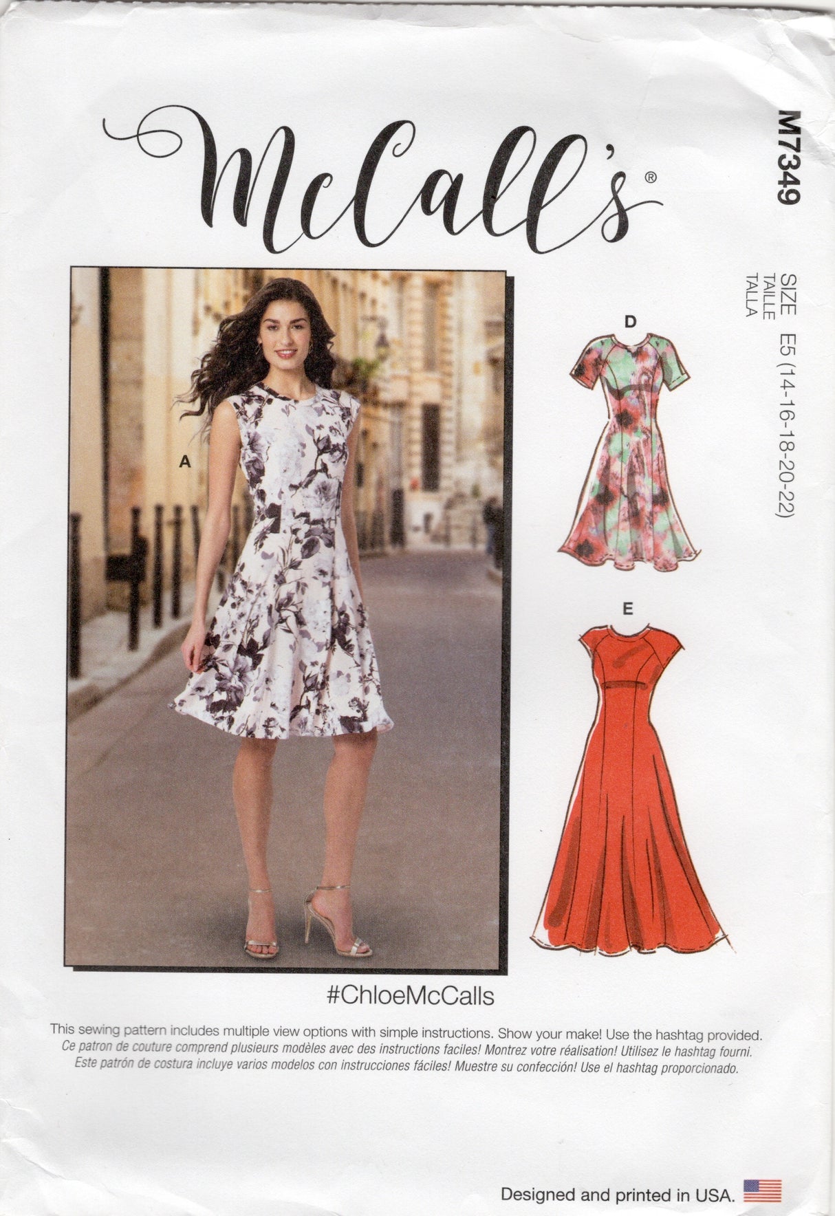 2020's McCall's Raglan Sleeve Princess Line Dress Pattern - Bust 36-44" - No. M7349