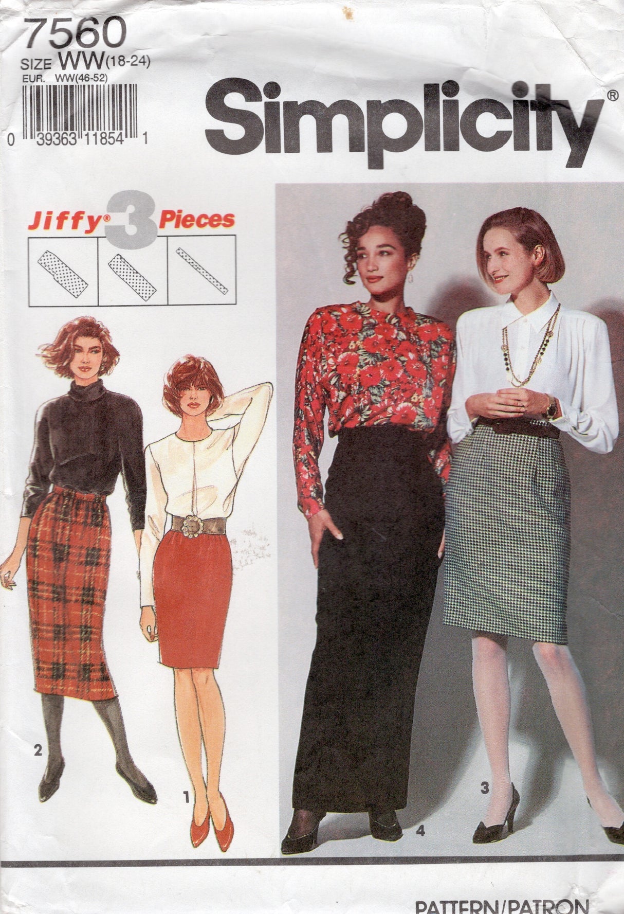 1990's Simplicity Pencil Skirt Pattern - Waist 32-39" - No. 7530