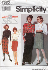 1990's Simplicity Pencil Skirt Pattern - Waist 32-39" - No. 7530