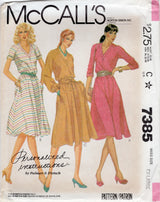 1980's McCall's V Neck Midi Dress Pattern with Raglan Sleeves, Pockets and Sash - Bust 44-46" - No. 7385