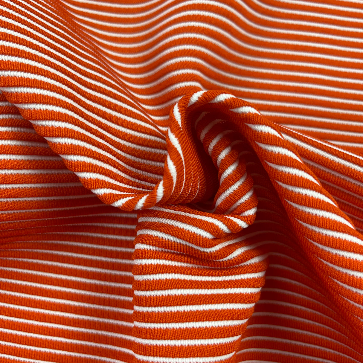 1970’s Orange and White Ribbed Double Knit Polyester - BTY