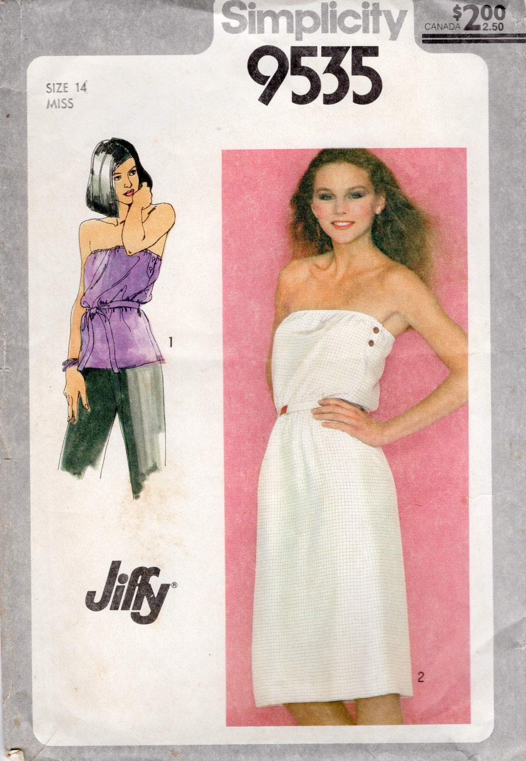 1980's Simplicity Jiffy Strapless Dress Pattern - Bust 36