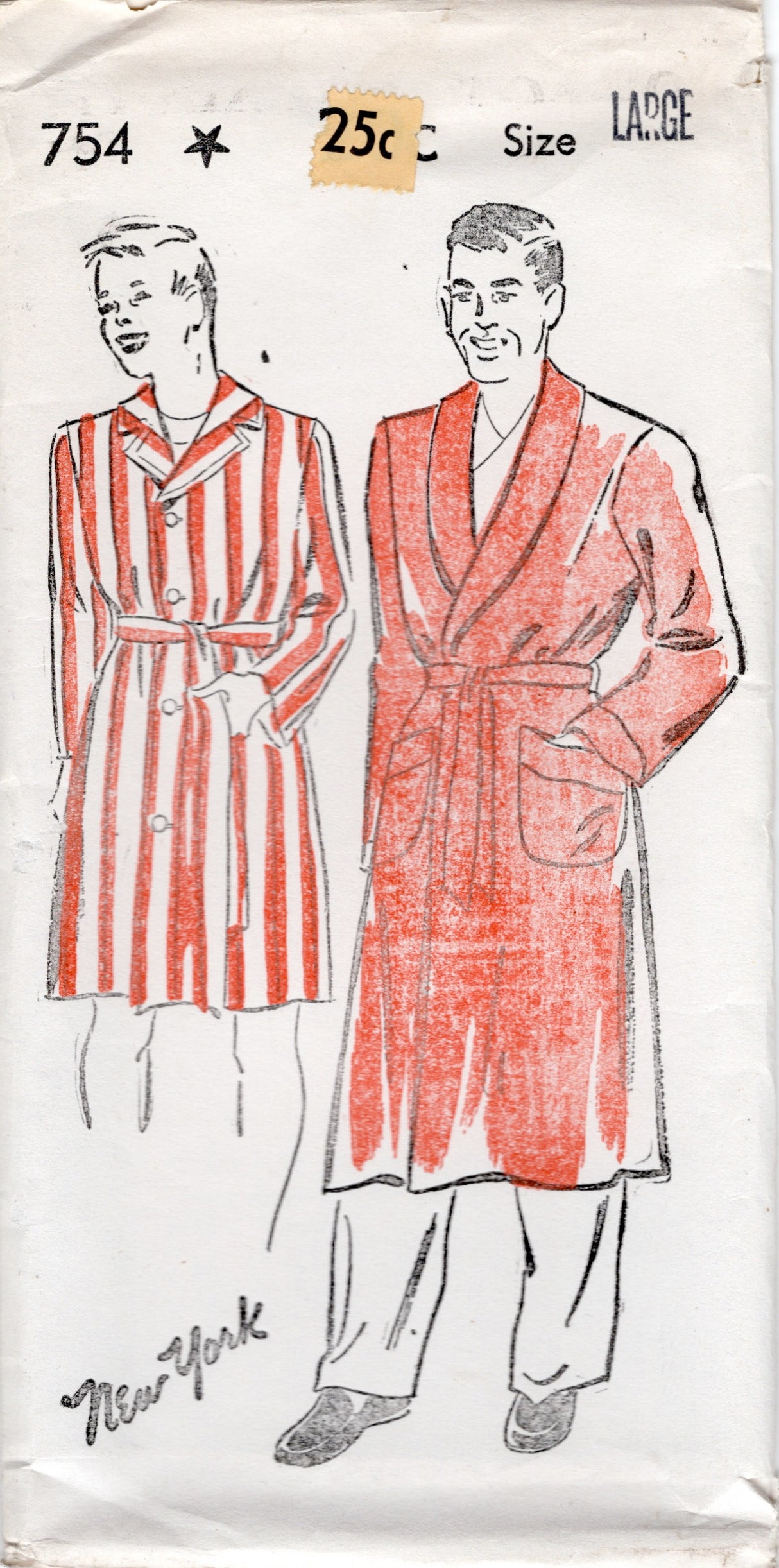 1940's New York Men's Lounging Robe Pattern - Chest 34-44" - No. 754