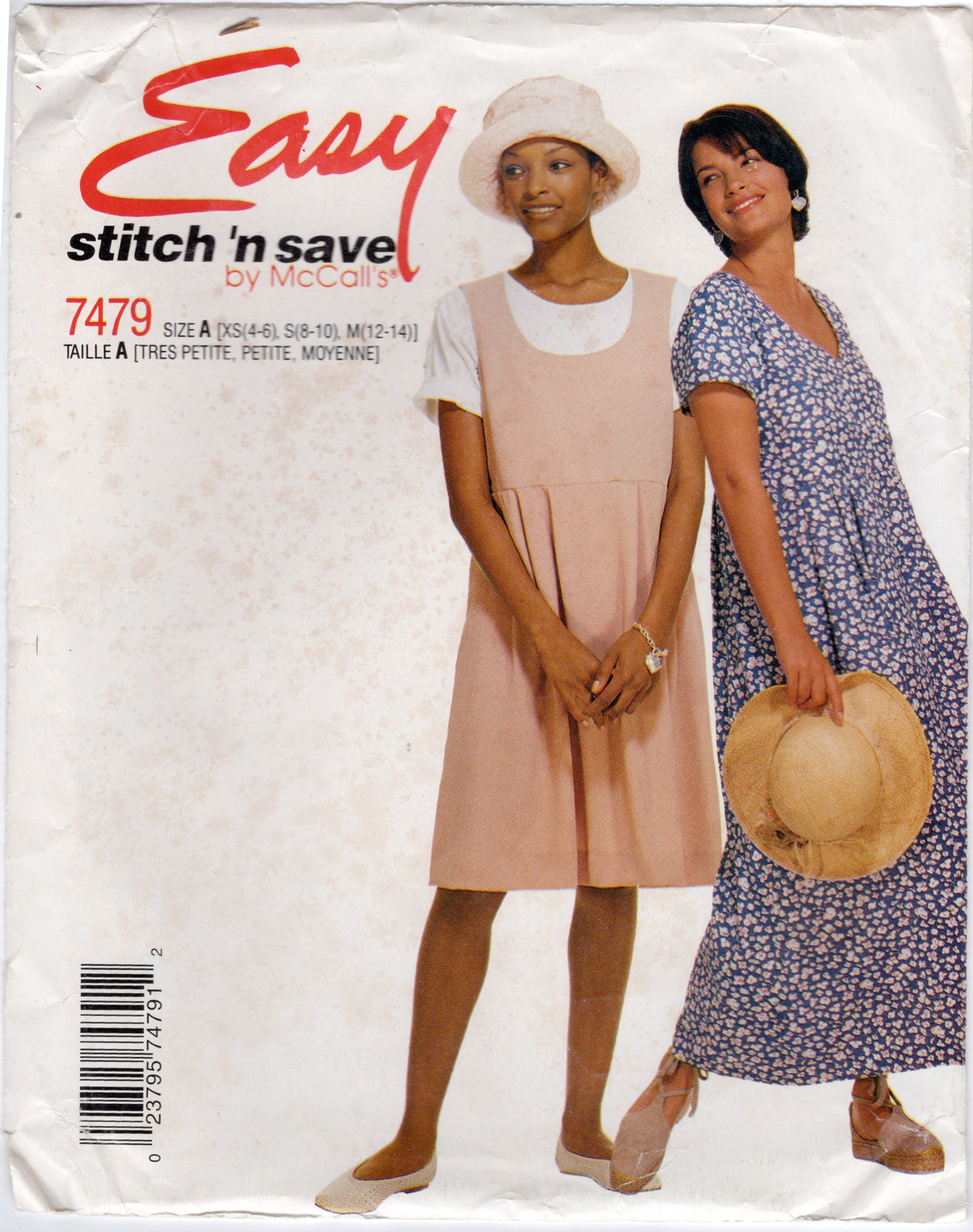 1990's McCall's Pullover Dress with Pleats Pattern - Bust 29.5-36" - No. 7479