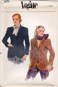 1980's Vogue Single Breasted Jacket Pattern with Patch Pockets - Bust 32.5" - No. 7800