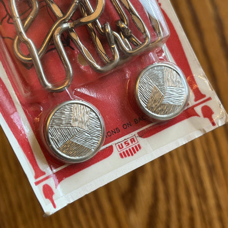 1970's Hot-Pants Overall Buckles with Buttons - Silver tone - NOS