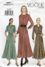 2000's Vogue Shirtwaist Dress Pattern with Fly Front - Bust 36-40" - No. 7611