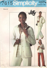 1970's Simplicity Unlined Cardigan and Wide-Leg Pants - Bust 34" - No. 7615