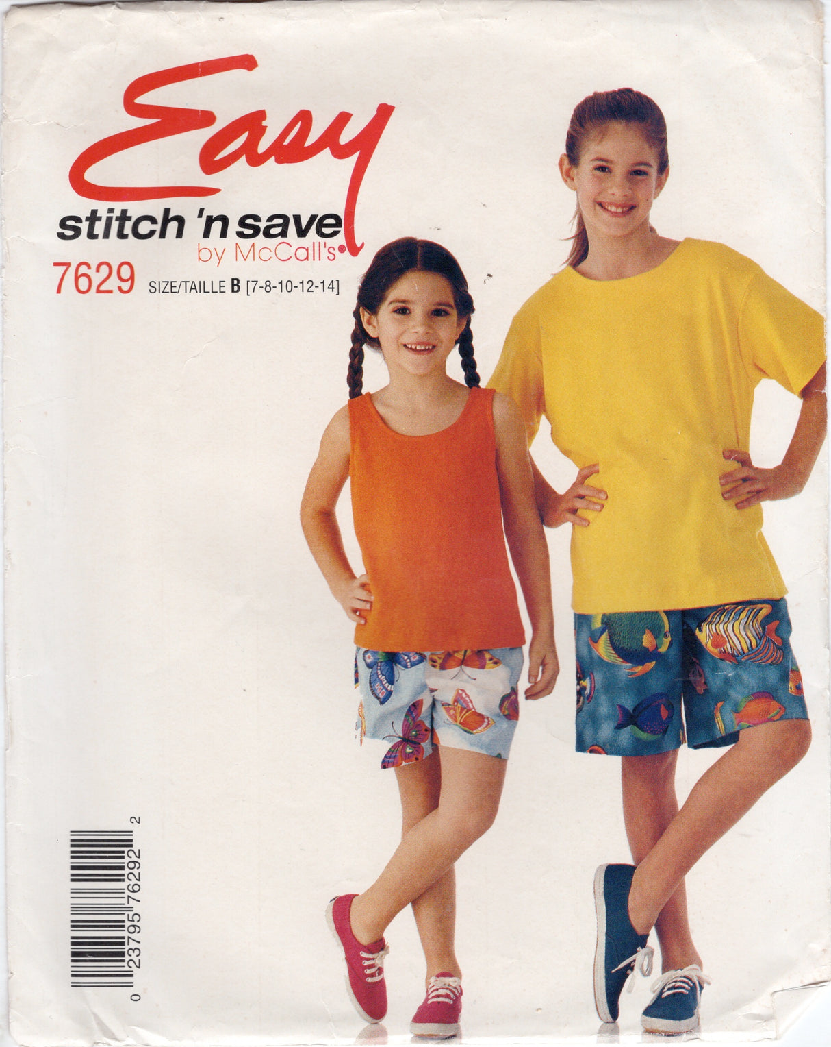 1990's McCall's Child's T-shirt, Tank Top, and Pull-On Shorts Pattern - Chest 26-32" - No. 7629