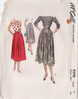 1950's McCall Softly Pleated Skirt with Raised Waistband pattern - Waist 26" - No. 8296