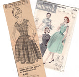 1950's Butterick Shirtwaist Dress Pattern with a Puff Sleeve or Sleeveless - Bust 32" - No. 7684