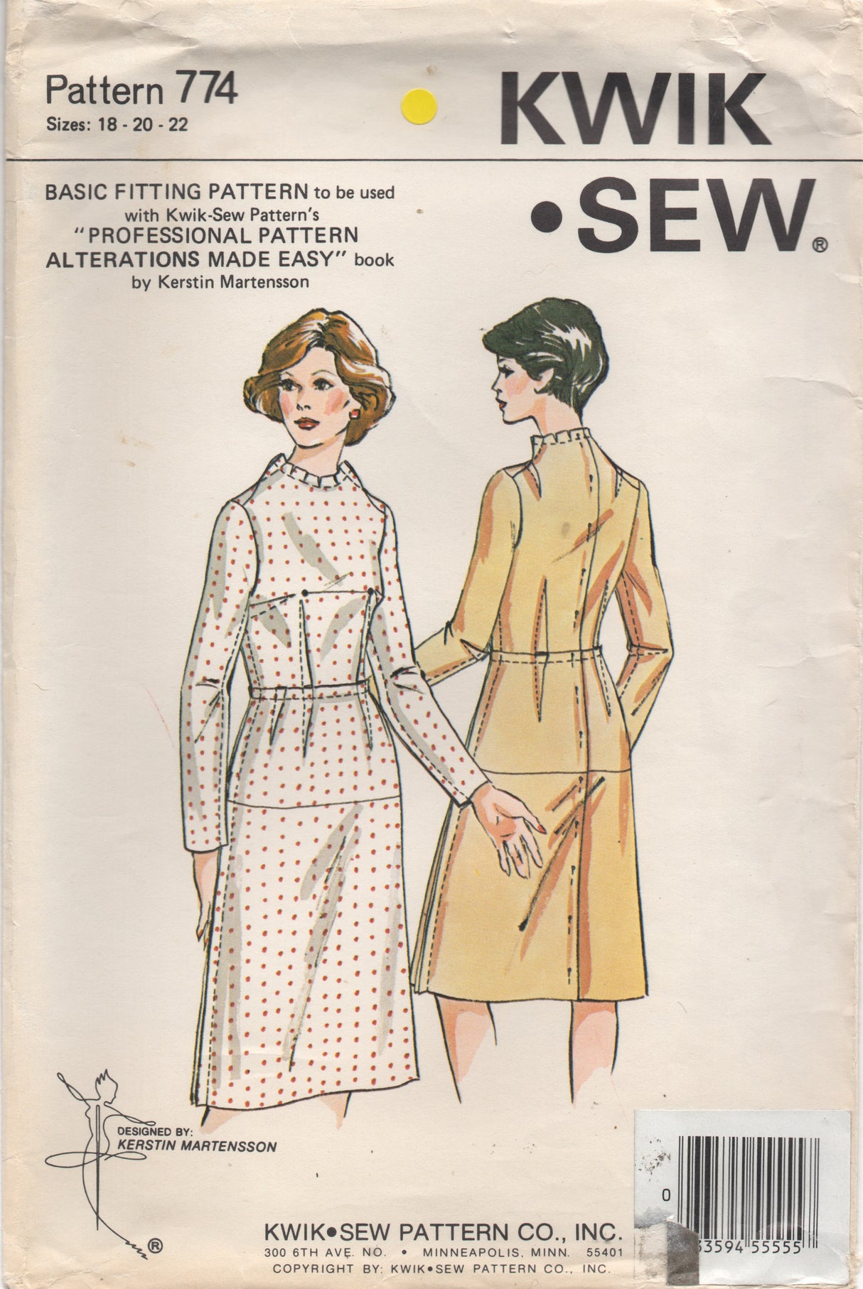 1970's Kwik Sew Basic Fitting Dress Pattern - Bust 41.5-45" - No. 774