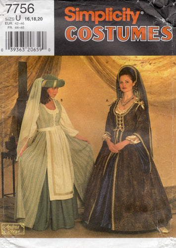 1990's Simplicity by Andrea Schewe Historical Renaissance Costume Collection and Hat Pattern - Bust 38-42
