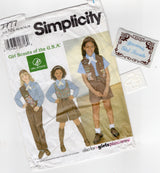 1990's Simplicity Girl Scout Blouse, Short or Pants, Jumpsuit, Vest or Sash Pattern including Brownie Patch - Chest 28.5-34" - No. 7777